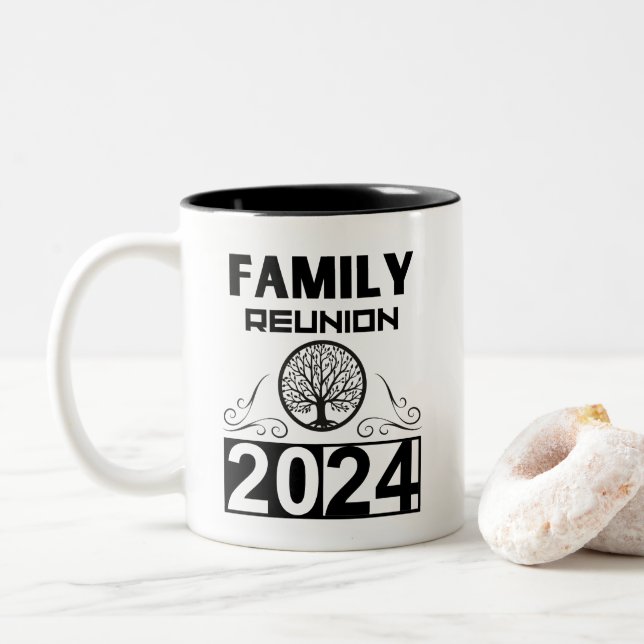 Caneca De Café Em Dois Tons Reunião Familiar 2024 Reunindo Famílias (Com Donut)