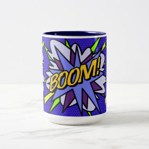 Caneca De Café Em Dois Tons Revista em Quadrinhos BOOM Divertido Legal Moderno