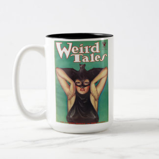 Caneca De Café Em Dois Tons Revista Weird Tales Mulher Vestida Como um Morcego