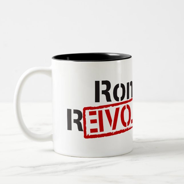 Caneca De Café Em Dois Tons Revolução de Ron Paul (Esquerda)