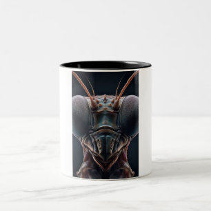 Caneca De Café Em Dois Tons Rezando Mantis Fechar Macro