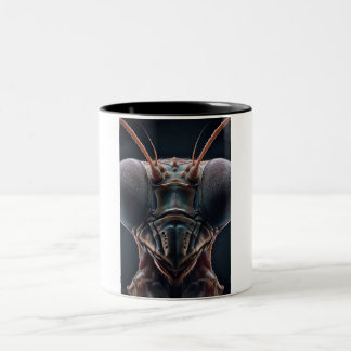Caneca De Café Em Dois Tons Rezando Mantis Fechar Macro