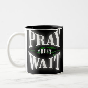Caneca De Café Em Dois Tons Rezar Confiança Esperar Fé Cristã