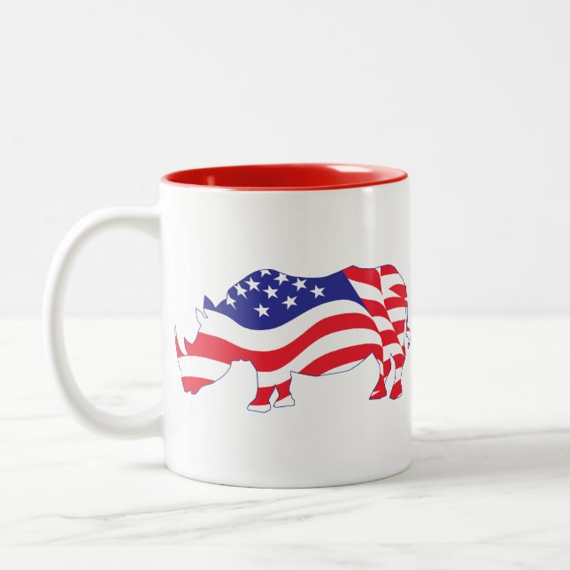 Caneca De Café Em Dois Tons Rhino-EUA-Flag (Esquerda)