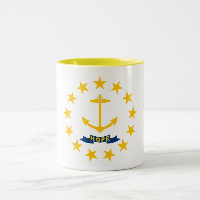 Caneca De Café Em Dois Tons Rhode Island State Flag (Centro)