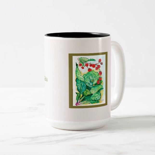 Caneca De Café Em Dois Tons Rhubarb e framboesas (Frente Esquerda)