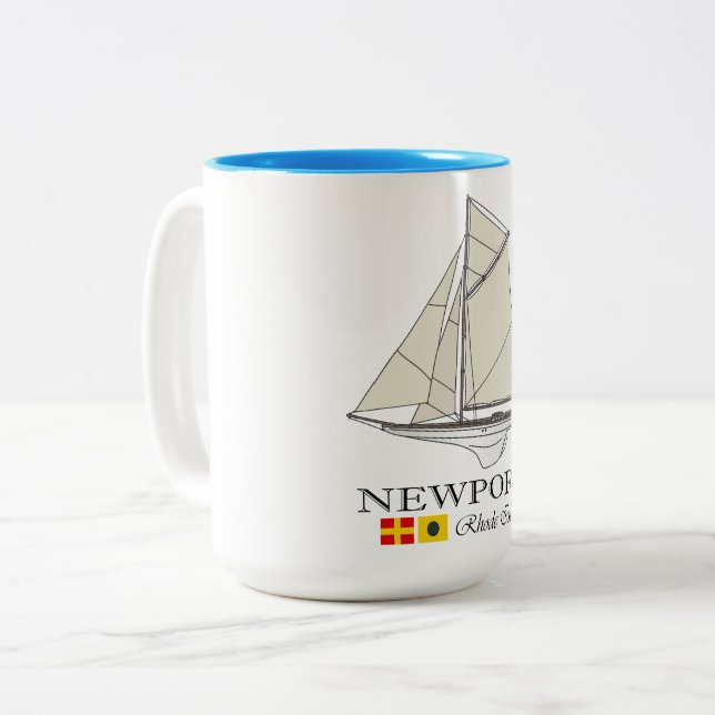 Caneca De Café Em Dois Tons RI (Newport RI) (Frente Esquerda)