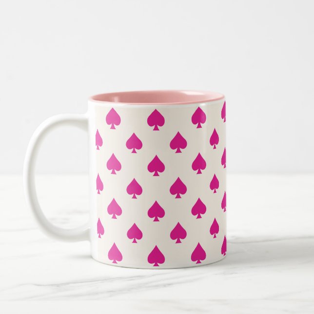 Caneca De Café Em Dois Tons Rico Rosa do Padrão de Ace das Espadas (Esquerda)