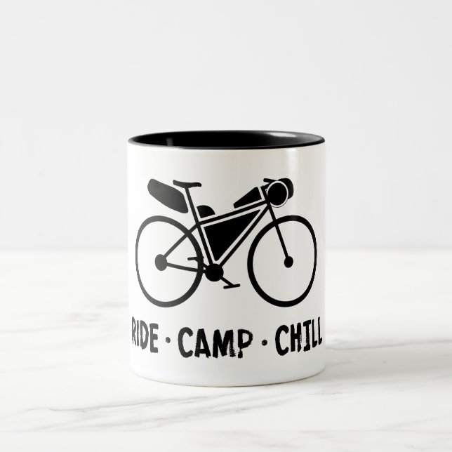 Caneca De Café Em Dois Tons Ride Camp Chill Bikepacking (Centro)