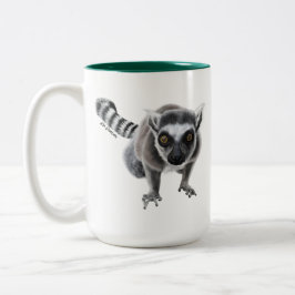 Caneca De Café Em Dois Tons Ringtail Lemur - 15oz Cã Cerâmica