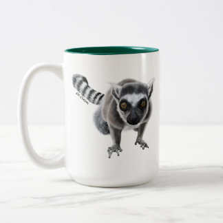 Caneca De Café Em Dois Tons Ringtail Lemur - 15oz Cã Cerâmica