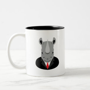Caneca De Café Em Dois Tons Rinoceronte tuxedo