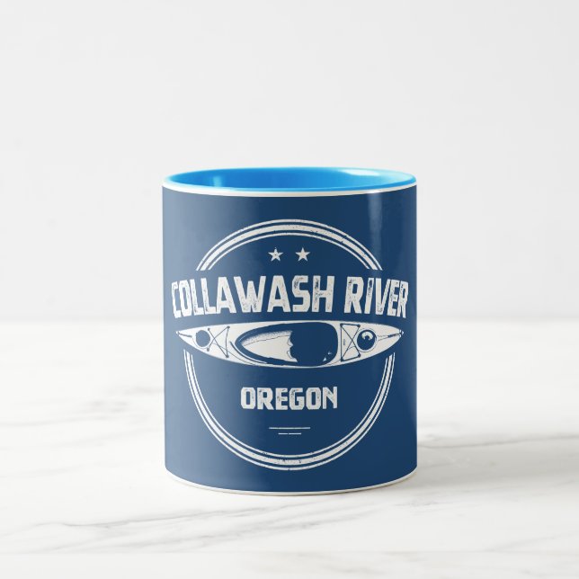 Caneca De Café Em Dois Tons Rio Collawash Oregon Caiaque (Centro)