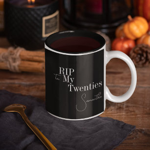 Caneca De Café Em Dois Tons RIP 20s aniversário de 30 anos preto e branco