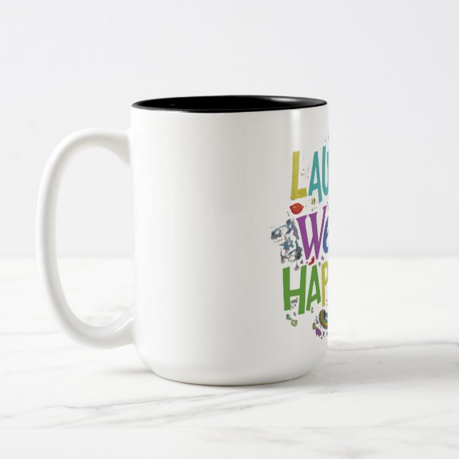 Caneca De Café Em Dois Tons Riqueza do riso Felicidade (Esquerda)