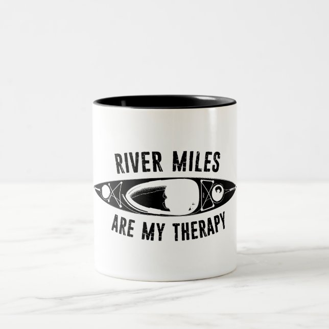 Caneca De Café Em Dois Tons River Miles Are My Therapy Kayaking (Centro)