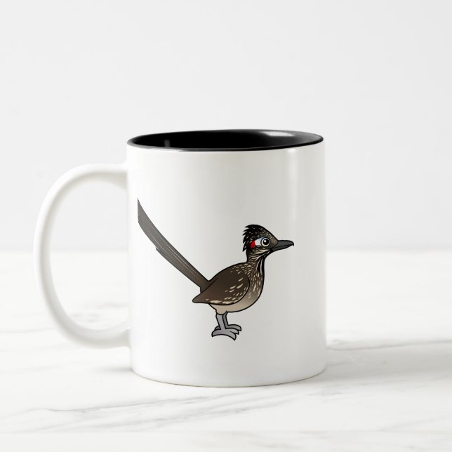 Caneca De Café Em Dois Tons Roadrunner bonito de Birdorable (Esquerda)