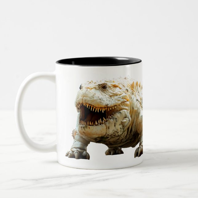 Caneca De Café Em Dois Tons 🦖 ☕️ Roar para Café! (Esquerda)