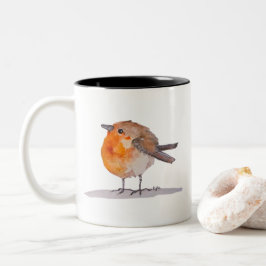 Caneca De Café Em Dois Tons Robin Watercolor