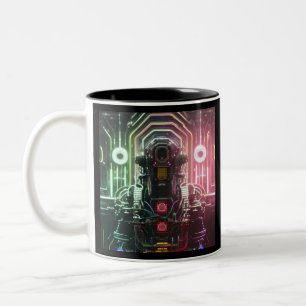 Caneca De Café Em Dois Tons Robô 1 caneca preta de dois tons