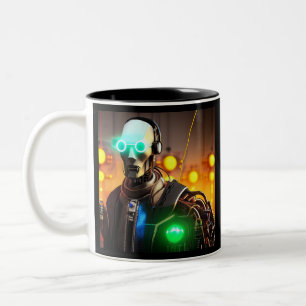Caneca De Café Em Dois Tons Robô 2 caneca preta de dois tons