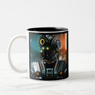 Caneca De Café Em Dois Tons Robô 3 caneca preta de dois tons