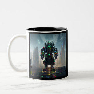 Caneca De Café Em Dois Tons Robô 4 caneca preta de dois tons