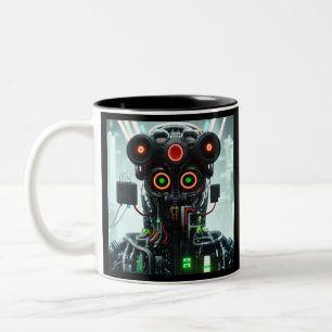 Caneca De Café Em Dois Tons Robô 5 caneca preta de dois tons