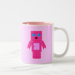 Caneca De Café Em Dois Tons Robô cor-de-rosa