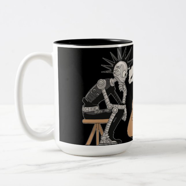 Caneca De Café Em Dois Tons Robô de Música Confuso (Esquerda)