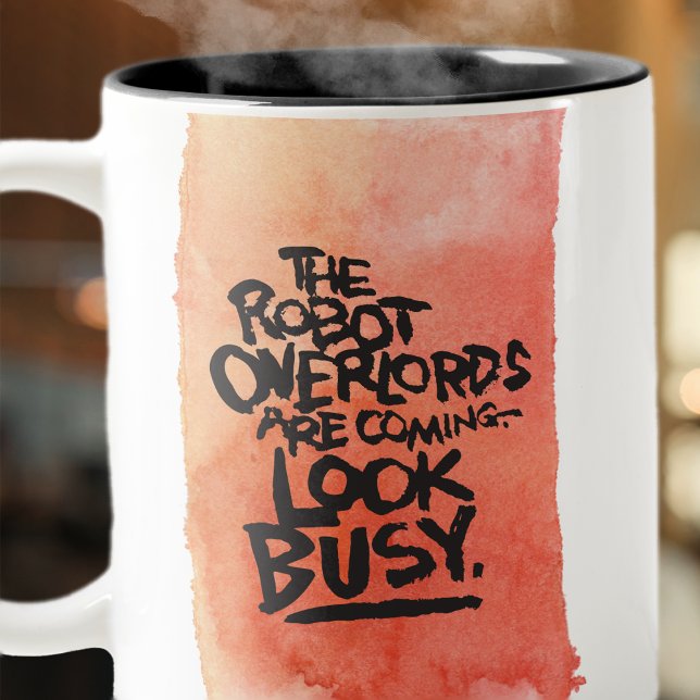 Caneca De Café Em Dois Tons Robô Engraçado Overlords Mug (Criador carregado)