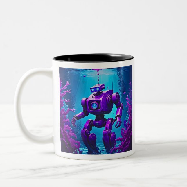 Caneca De Café Em Dois Tons robô-escoteiro submarino (Esquerda)