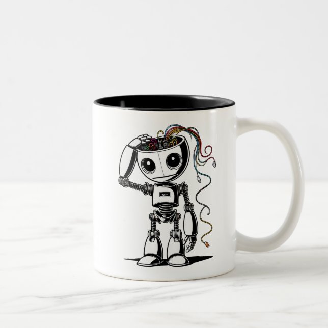 Caneca De Café Em Dois Tons Robô quebrado - Estou bem (Direita)