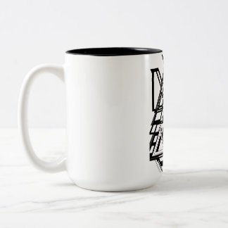 Caneca De Café Em Dois Tons robô transformador face dentro a triângulo Mugs