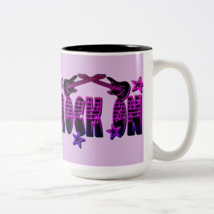 Caneca De Café Em Dois Tons Rocha cor-de-rosa do logotipo em guitarra & em
