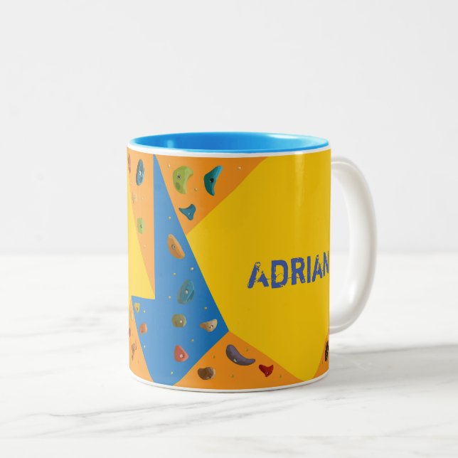 Caneca De Café Em Dois Tons Rocha e Muro Subindo Furos Subindo Sobe (Frente Esquerda)