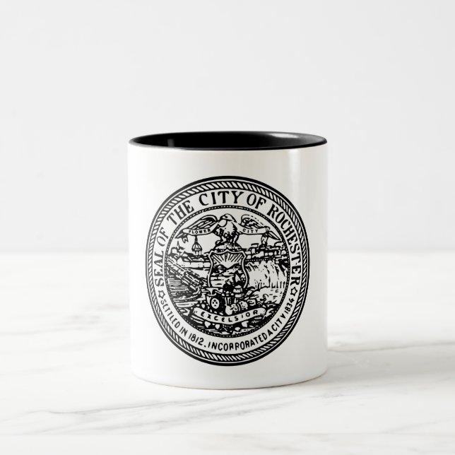 Caneca De Café Em Dois Tons Rochester (Nova Iorque) City Seal (Centro)