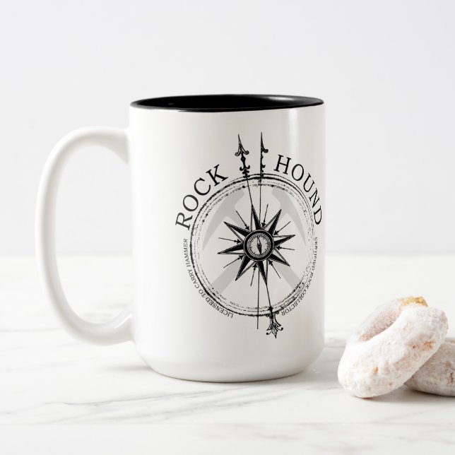 Caneca De Café Em Dois Tons Rock Hound: Coletor de Rock Certificado (Com Donut)