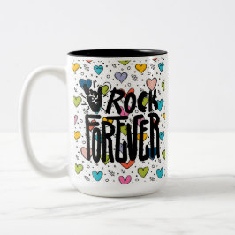 Caneca De Café Em Dois Tons rock para sempre