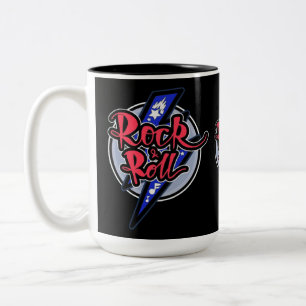 Caneca De Café Em Dois Tons Rock & Roll Lightning