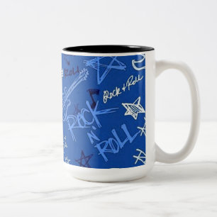 Caneca De Café Em Dois Tons Rock & Roll Star Blue
