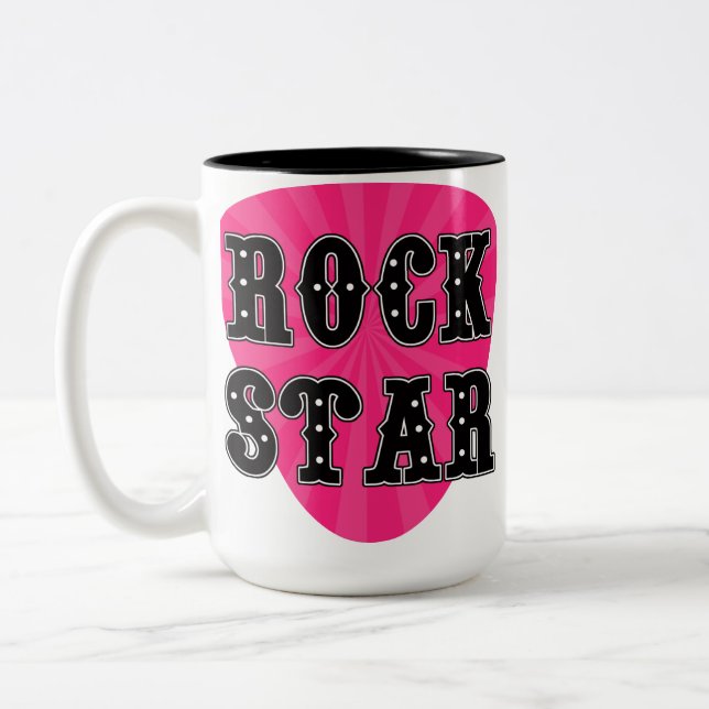 Caneca De Café Em Dois Tons Rock Star Guitar Pick (Esquerda)
