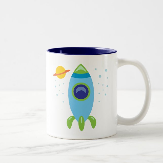 Caneca De Café Em Dois Tons Rocket Retro (Direita)