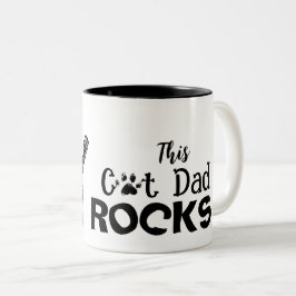 Caneca De Café Em Dois Tons Rockin' Cat Dad Mug