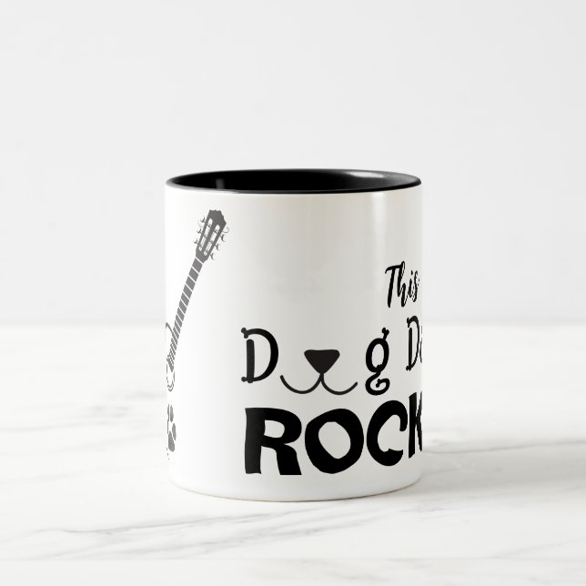 Caneca De Café Em Dois Tons Rockin' Dog Dad Mug (Centro)