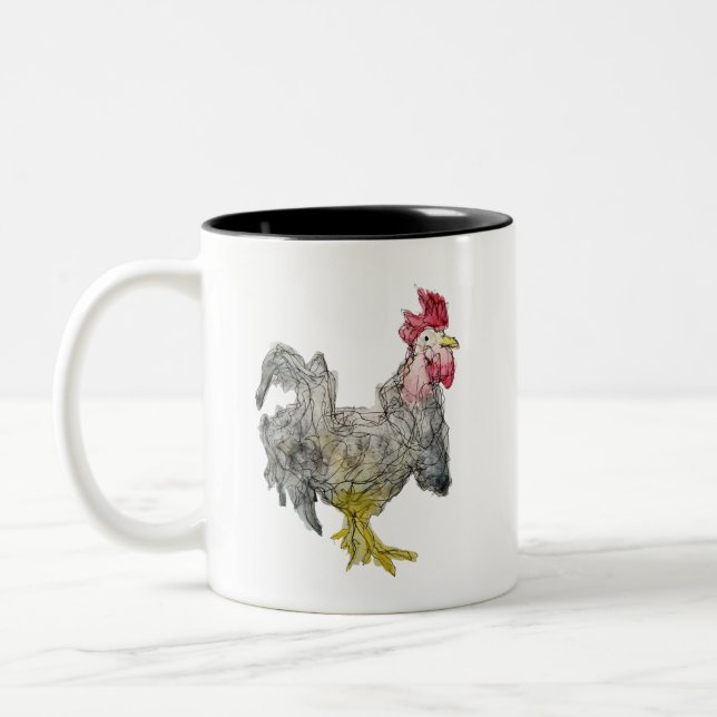 Caneca De Café Em Dois Tons Rockin Rooster Personalizado Mug (Esquerda)