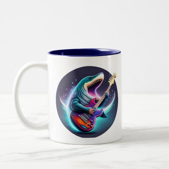 Caneca De Café Em Dois Tons Rocking Megalodon Kid's Mug (Esquerda)