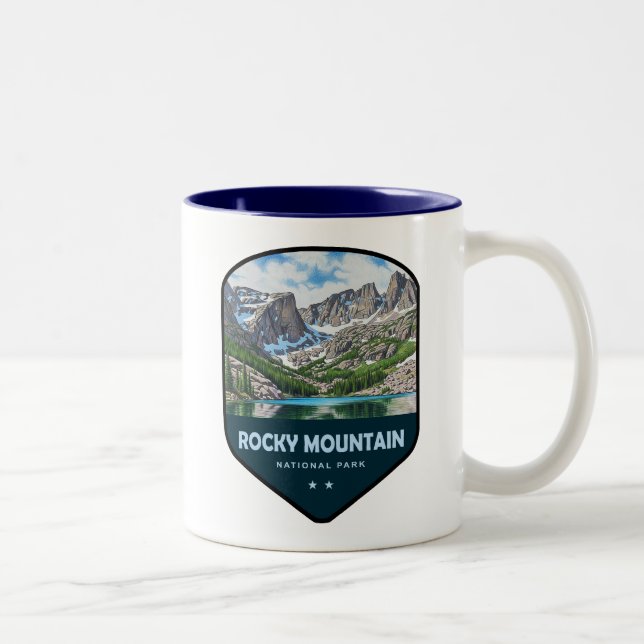 Caneca De Café Em Dois Tons Rocky Mountain National Park Shield (Direita)