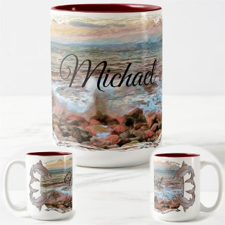 Caneca De Café Em Dois Tons Rocky Waves 0742