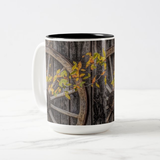 Caneca De Café Em Dois Tons Roda do Vagão Russo do País (Frente Esquerda)